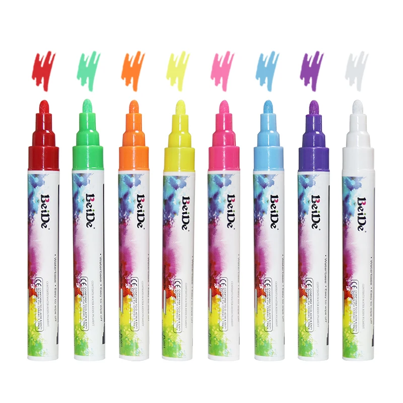 8 Colors Erasable Fluorescent Marker Pen Highlighter Marker Pen Child Safe Dust Free Liquid Chalk Pen