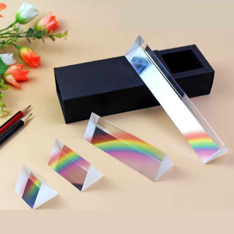 25*25*25*25mm Triangular Prism Rainbow Prisma Crystal Glass Photographic Prisme Color Prisms Physics Children's Light Experiment