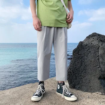 

2020 New Spring And Summer European And American Hip-hop Loose Solid Color Eight-point Casual Pants M-5XL High Quality