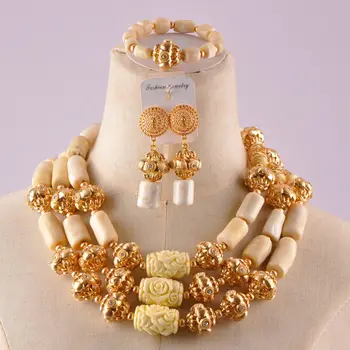 

Fashion White Coral Necklace Jewelry Set Nigerian Wedding Jewelry Sets for Women