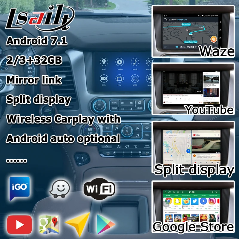 Android gps навигационная коробка для Chevrolet Suburban/Tahoe-и т. Д. Видео интерфейс mylink CUE система с беспроводной Carplay