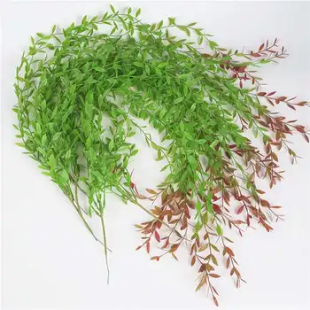 

10pcs Artificial Weeping Willow Rattan Willow Vine Implanted With 5 Single-forked Spring Willows Garden Decoration Accessories