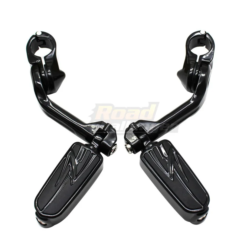 Motorcycle Foot Rests Long Angled Highway Engine Guard 1-1/4" 32mm Footpeg For Harley Electra Glide Road Glide