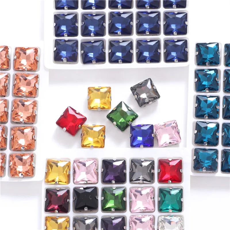 Square Glass Sew on Rhinestone Crystal Gemstones For Needlework Clothing Accessories Diy sew on rhinestones,sewing rhinestones,glass rhinestones,rhinestone crystals,rhinestone accessories,rhinestone claw
