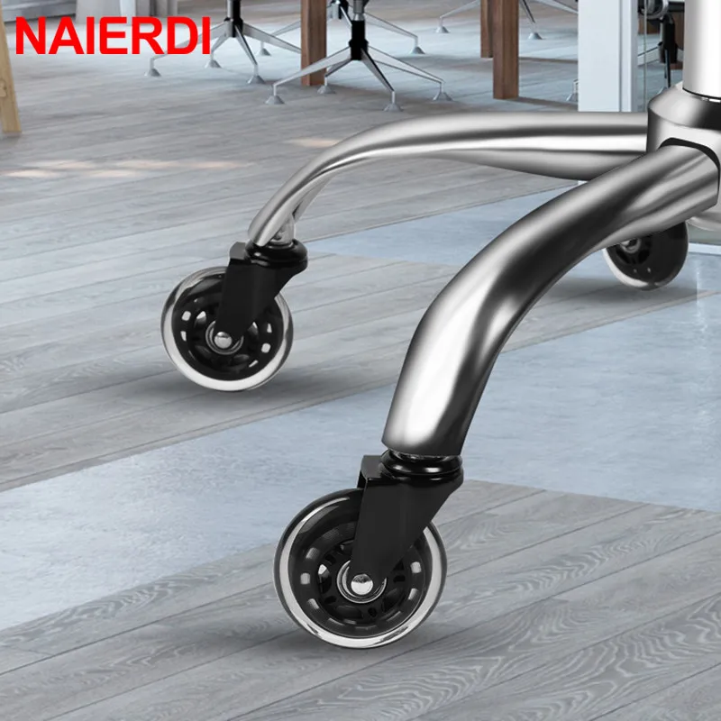 NAIERDI 1PC Universal Mute Wheel 3 inch Office Chair Caster Replacement 60KG Swivel Rubber Soft Safe Rollers Furniture Hardware