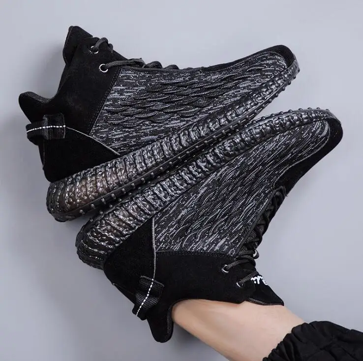 Мужские модные кроссовки Flyknit с дышащей сеткой; повседневная спортивная обувь; мужские вулканизированные кроссовки на платформе; кроссовки для бега