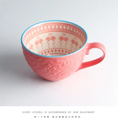 Керамическая ручная роспись кофейная чашка креативная винтажная чашка кафе бар принадлежности рельефная индивидуальная чашка для завтрака красочная ручная роспись - Цвет: NO20