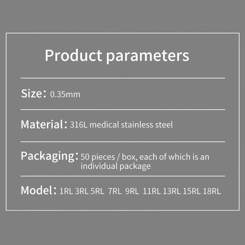 50pcs Round Liner Tattoo Needles Sterilize 1RL 3RL 5RL 7RL 9RL 11RL 13RL 15RL 18RL 0.35MM Disposable Tattoo Needle
