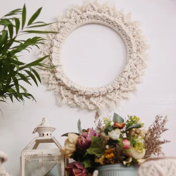 

Bohemian Round Mandala Tassel Tapestry Macrame Wall Hanging Hand-Woven Wall Decor Table Placemat For Home Wedding Decoration
