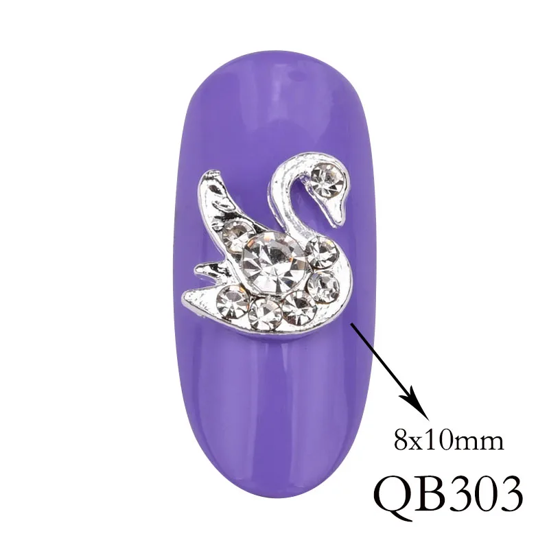 QB303 10 шт. новых украшений для дизайна ногтей, блестящие стеклянные драгоценные Стразы серии, дизайнерские золотистые и Серебристые Подвески с эффектом «сделай сам», аксессуары для ногтей - Цвет: QB303
