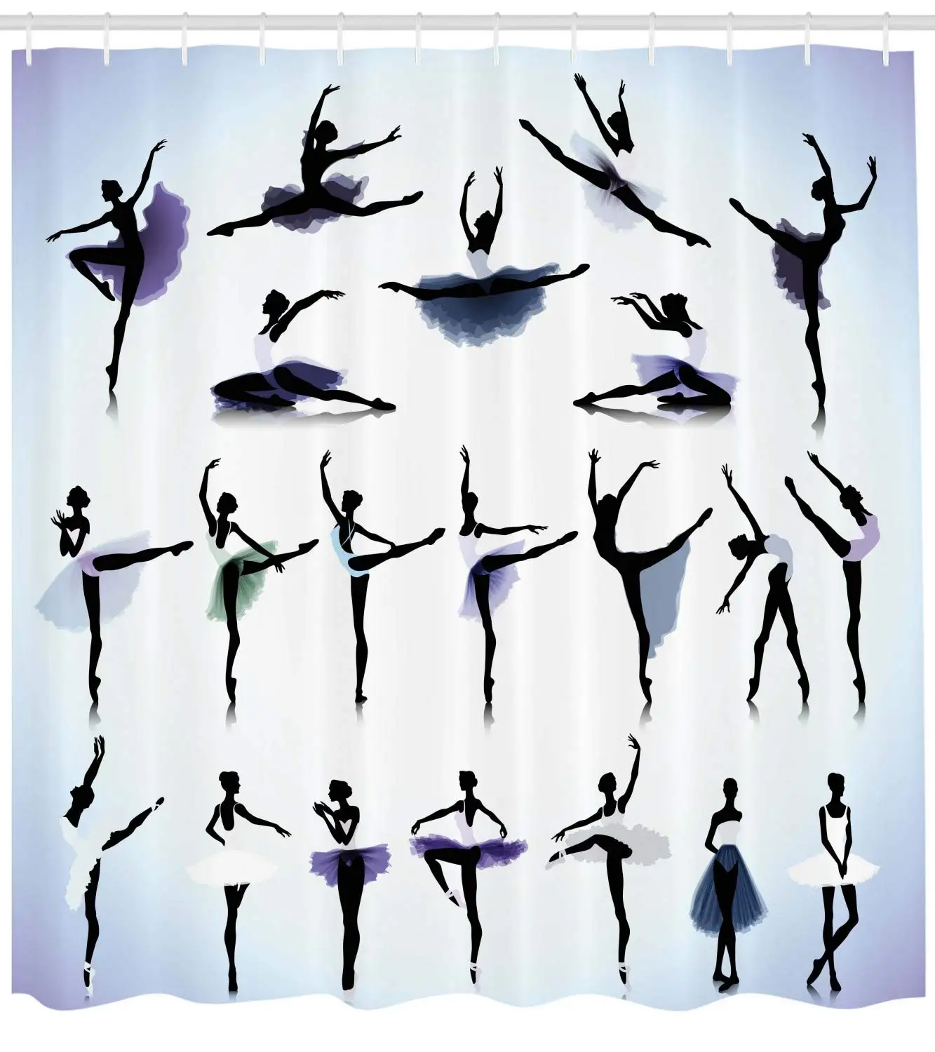 Женские Балетные танцоры черные силуэты иллюстрация дизайн фиолетовая лаванда |