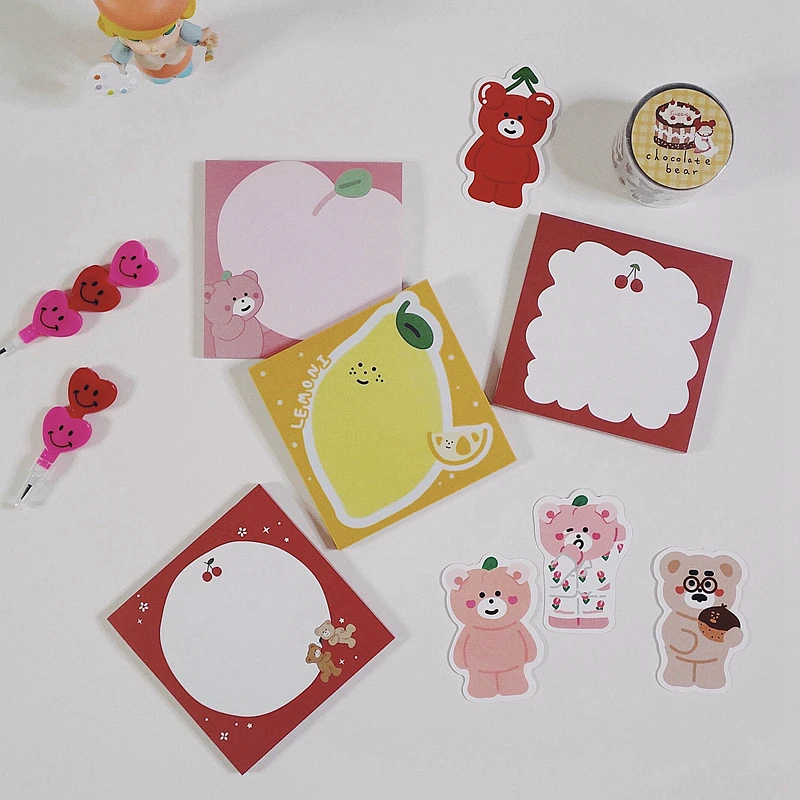 50 Pcs/lot Ins Hot Cute Cherry Memo Pad To Do List Time Sticker Note Office NoUK 