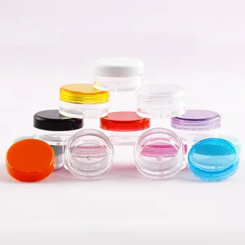 

100pcs 3g Small Empty Cosmetic Refillable Bottles Plastic Eyeshadow Makeup Face Cream Jar 3ML mini Container Bottle