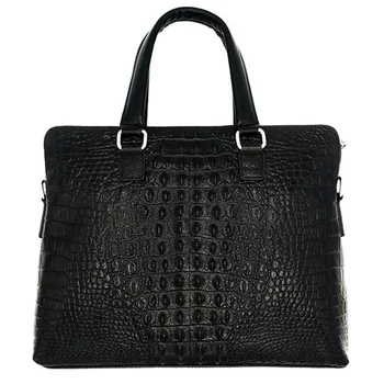 

Double Zipper Mens Handbag Genuine Leather Crocodile Pattern Briefcase Men Shoulder Messenger Bag Cowhide Business Laptop Bag