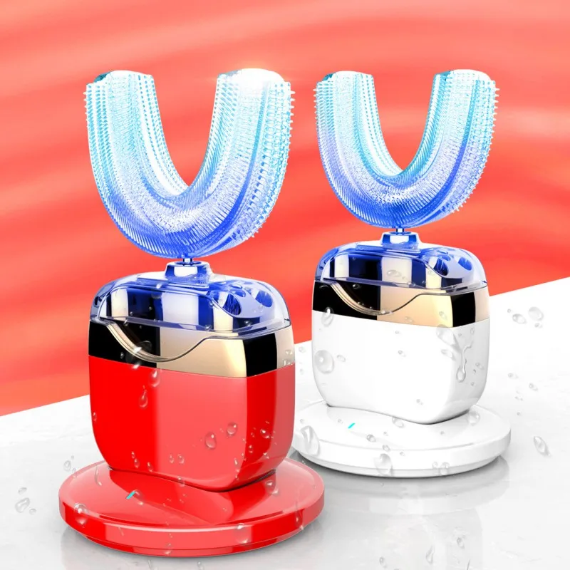 

Intelligent Automatic Sonic Electric Toothbrush U Type Tooth Brush Oral Care USB Charging Tooth Whitening Blue Light New