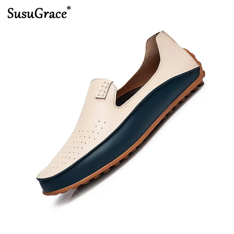 Breathable Moccasins Shoes Casual Loafers Slip-On Susugrace Outdoor Plus-Size Summer