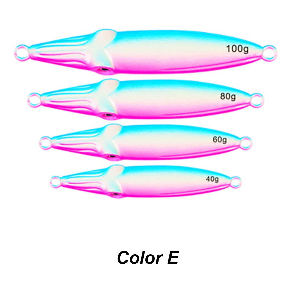 1 шт. жесткая свинцовая рыба 40г-60г-80г-100г Рыболовная Приманка 5 цветов рыболовная приманка 8 см-9 см-10 см литая приманка глубоководная Джиг Рыболовная Снасть - Цвет: E