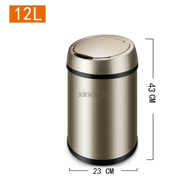 12 литров автоматический датчик утилизации мусорное ведро инфракрасное мусорное ведро из нержавеющей стали с внутренним пластиковым ящиком - Цвет: Champagne Golden