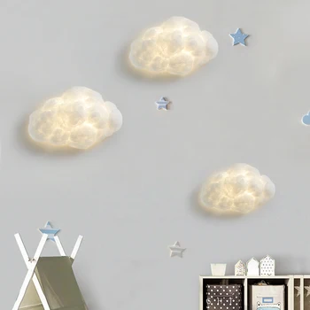 

Creative LED Cloud Wall Lamp Modern Fiber Bedroom Wall Lights Wedding Children's Room Decor Lamps Luminaire Fixtures