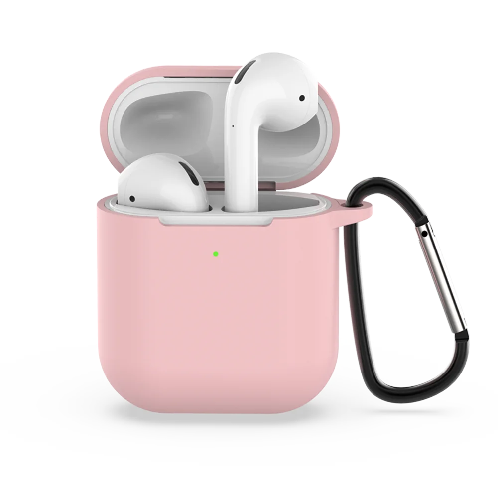 Caletop Мягкий силиконовый чехол для Airpods 2 наушники защитные чехлы ультра тонкие аксессуары для кожи с крючком Розничная упаковка - Цвет: Розовый