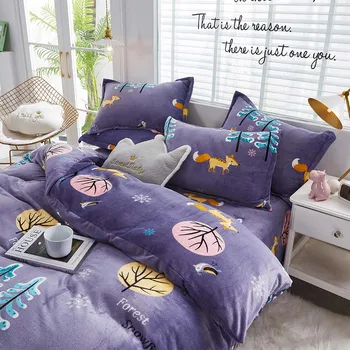 

YanTing Home Textile 100% Microfiber Flannel bedding Sets Reactive Printing Duvet Cover With Pillowcase Twin Full Queen King