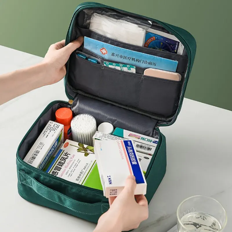 Kit de primeros auxilios para coche, bolsa grande de almacenamiento de medicina, kits de emergencia para exteriores, bolsas de viaje para acampar, caja médica de supervivencia, promoción