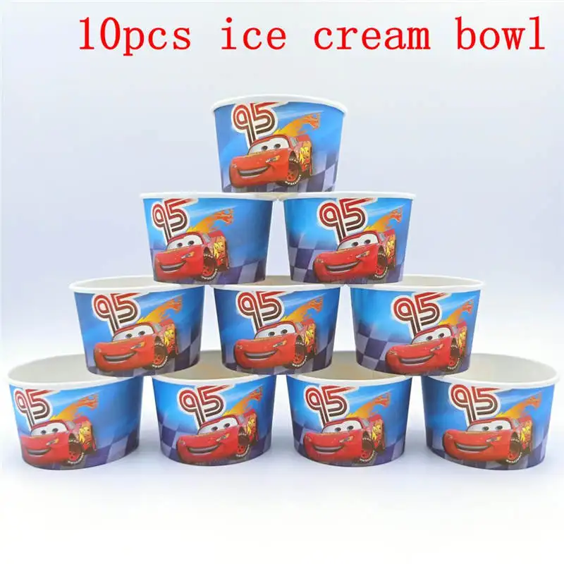 Ice cream bowl 10pcs 6 шт./компл. 7 дюймов DISNEY Молнии МакКуина из мультфильма пластина товары для детской вечеринки детская День рождения украшения для праздника и сувениры - Цвет: Ice cream bowl 10pcs