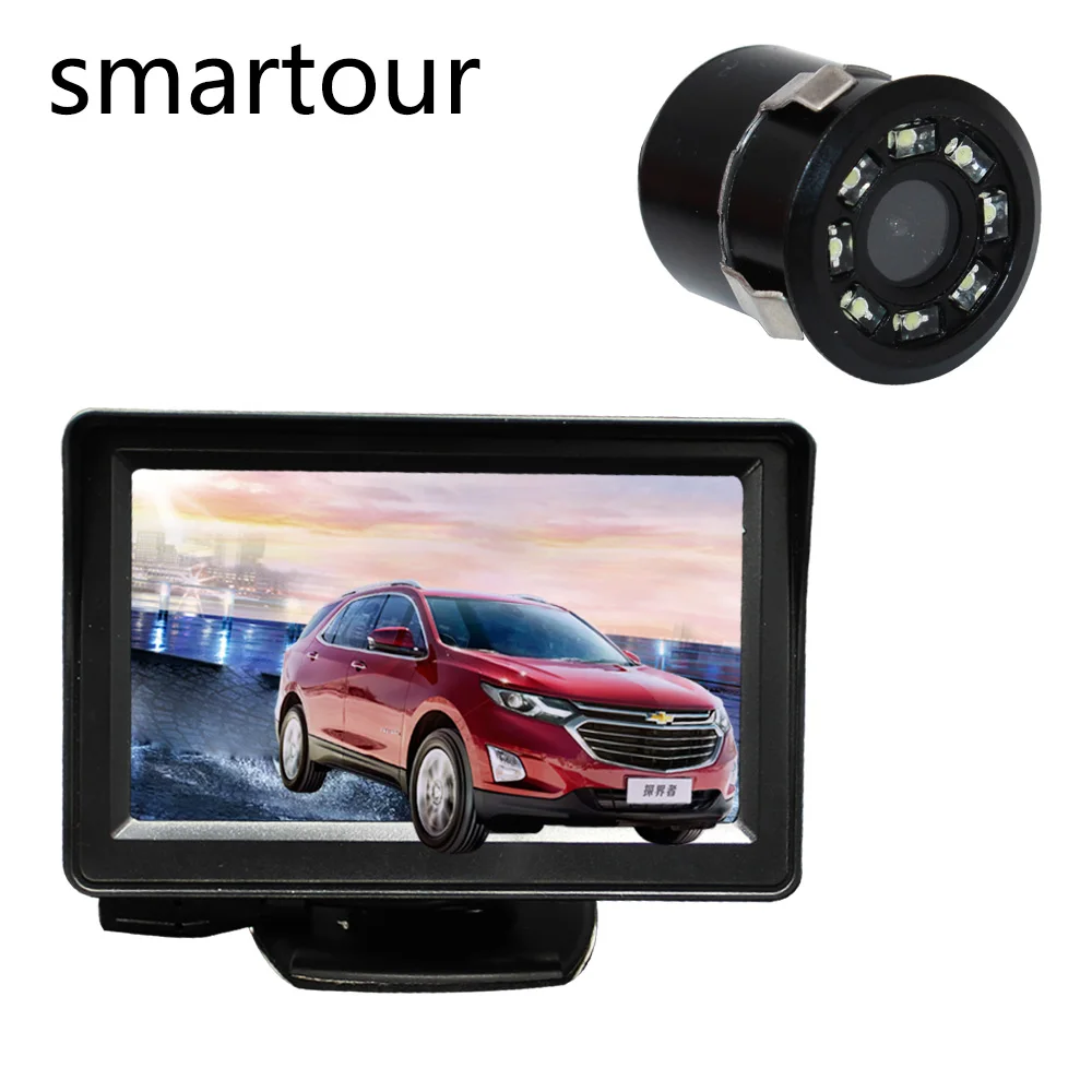 Smartour автомобильная камера, Универсальный светодиодный светильник, HD изображение заднего вида, камера заднего вида, 4.3TFT ЖК-монитор для автомобиля, парковочная система