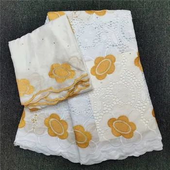 

7 yard Swiss lace fabric 2020 latest heavy beaded embroidery African cotton fabrics Swiss voile lace popular Dubai style