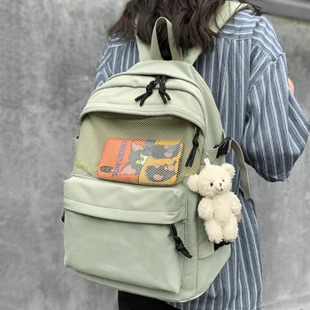 

Luxury Buckle Women Student Backpack Waterproof Nylon Cute School Bag Laptop Ladies Fashion Backpack Girl Book Bag Female