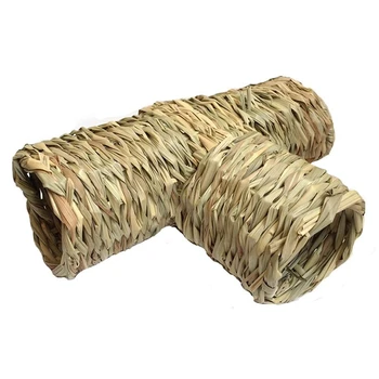 

Nature Grass Tunnel Toy,Straw House with Open Entrance Pocket Pets,Suitable for Rats,Hamster, Ferrets and Gerbils