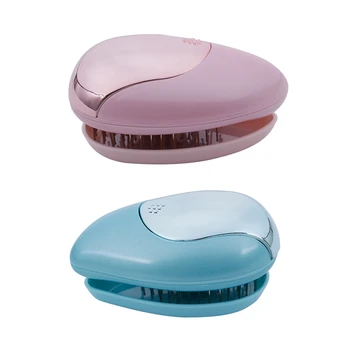 

2Pcs Portable Hair Ionic Brush Negative Ion Comb Anti-Static Massage Straight Hair Comb - Mint Green & Cherry Powder