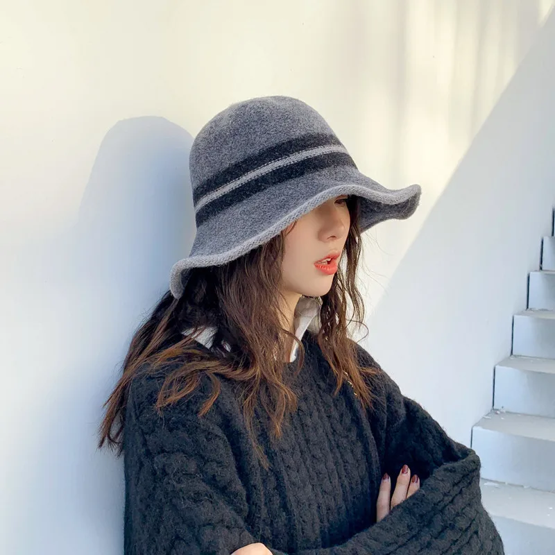 Big Brime Bucket Hat Panama Women Men Winter Sun Hat For Girl Fashion Outdoor Hip Hop Cap Men Panama Keep warm