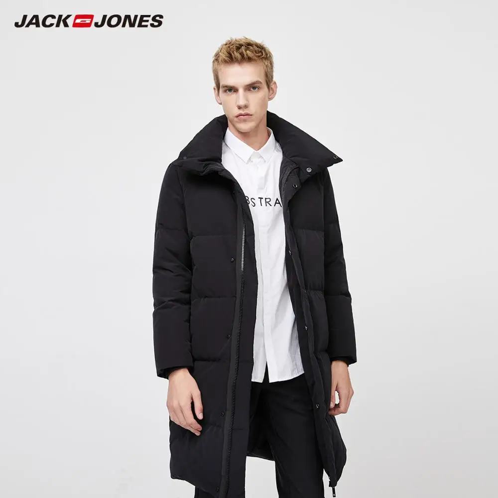 JackJones мужской зимний пуховик средней длины с гусиным пухом утепленный со стоячим