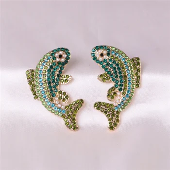 

Wholesale JUJIA Vintage Fish Dangle Earrings for Women Bohemian Rhinestone Drop Statement Earring Wedding Jewelry brincos