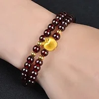 2020 Two circles of Garnet Bracelet and 6 mm Rose ferret bracelet with apple beads.