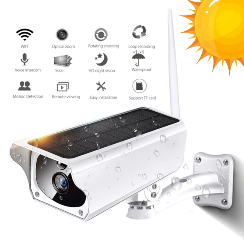 MOOL 1080P Solar IP Camera 2MP Wireless Wi-Fi Security Surveillance Waterproof Outdoor Camera IR Night Vision Solar Power HD Cam