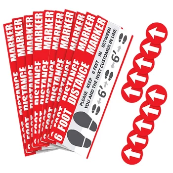 

10PCS Social Distancing Stand Here Keep 6Ft in Between Distance Marker for Social Distancing Warning Floor Stickers