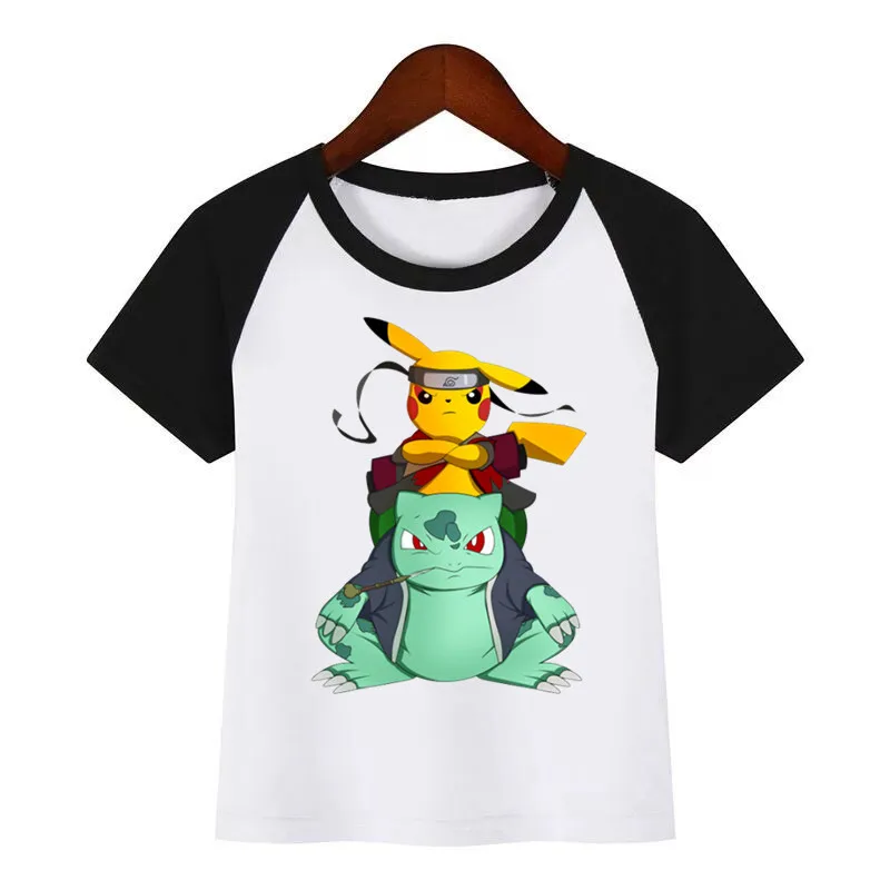 

Children New Cartoon T-shirt Naruto Pikachu with Thor Armor Cartoon Diy Print T Shirt Kids Fashion Clothing T Shirt