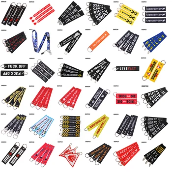 

Car Keychains Berloques Red Embroidery Highlight Key Fobs Chains Jewelry Aviation Gifts Chaveiro Masculino