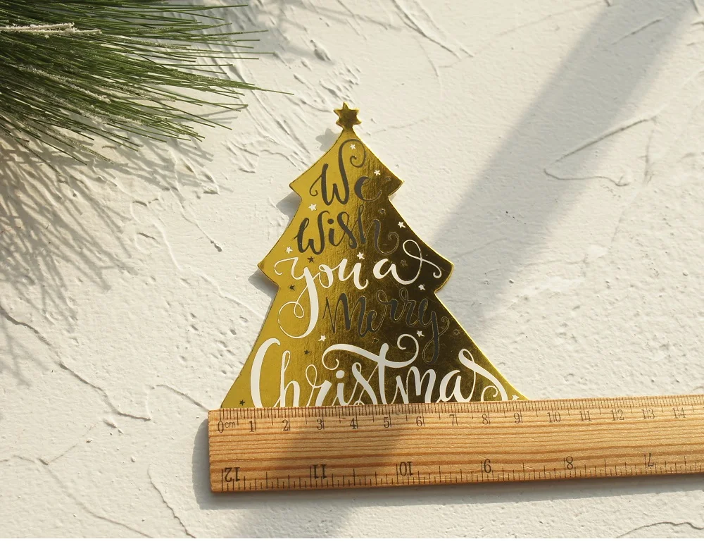 30 шт Золото Merry Рождественская елка мульти-использование Скрапбукинг DIY украшения вечерние приглашения подарочная открытка с сообщением