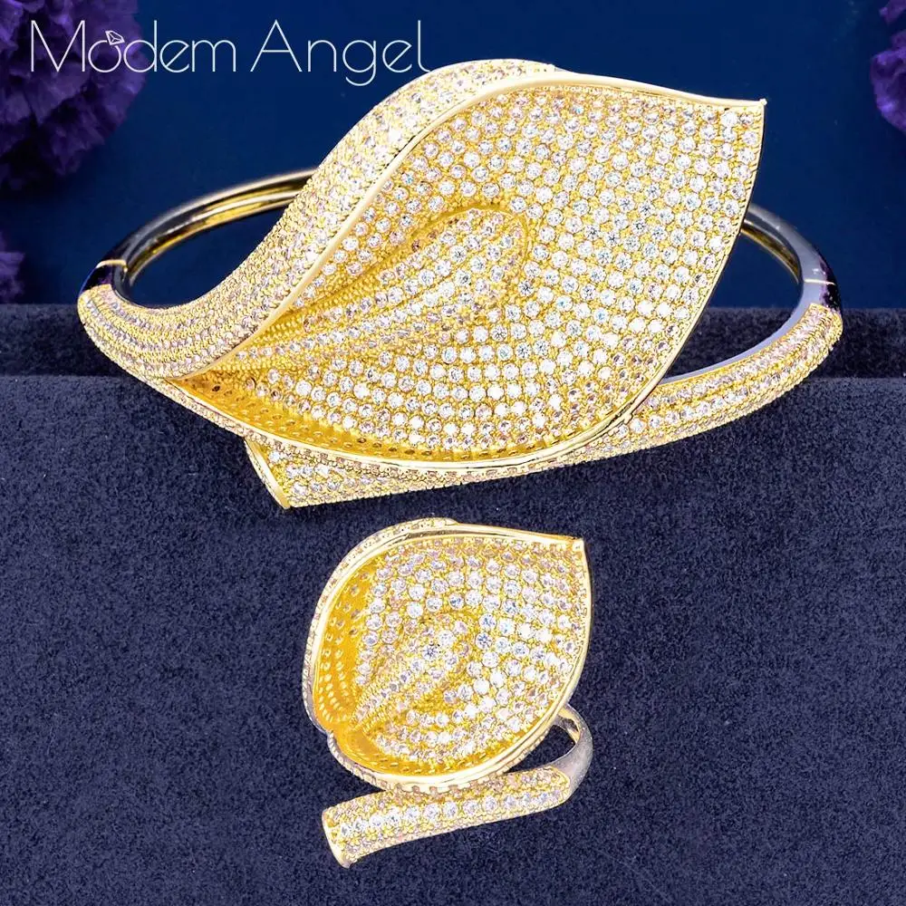 MoonTree роскошный цветочный Лилия полный микро AAA Фианит медь женский браслет