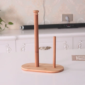 

Wooden Bamboo Upright Tear Paper Towel Holder Kitchen Roll Holder Vertical Tissue Dispenser Paper Towel Holder