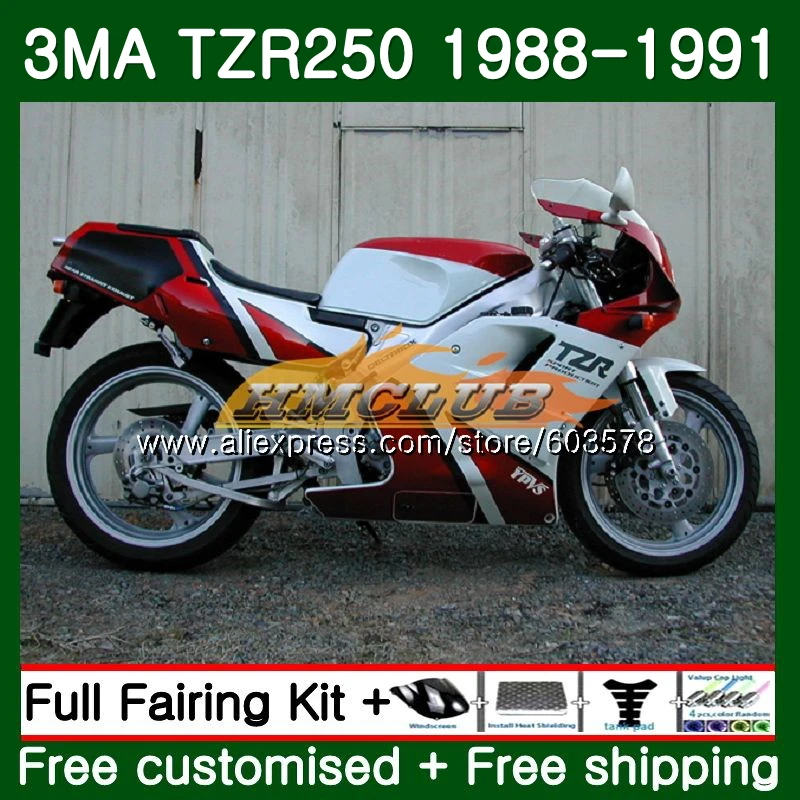 Корпус для YAMAHA TZR-250 3MA TZR250 1988 1989 1990 1991 красный, белый 121CL. 37 TZR250RR TZR250 RS YPVS ТЗР 250 88 89 90 91 обтекатель - Цвет: No. 1