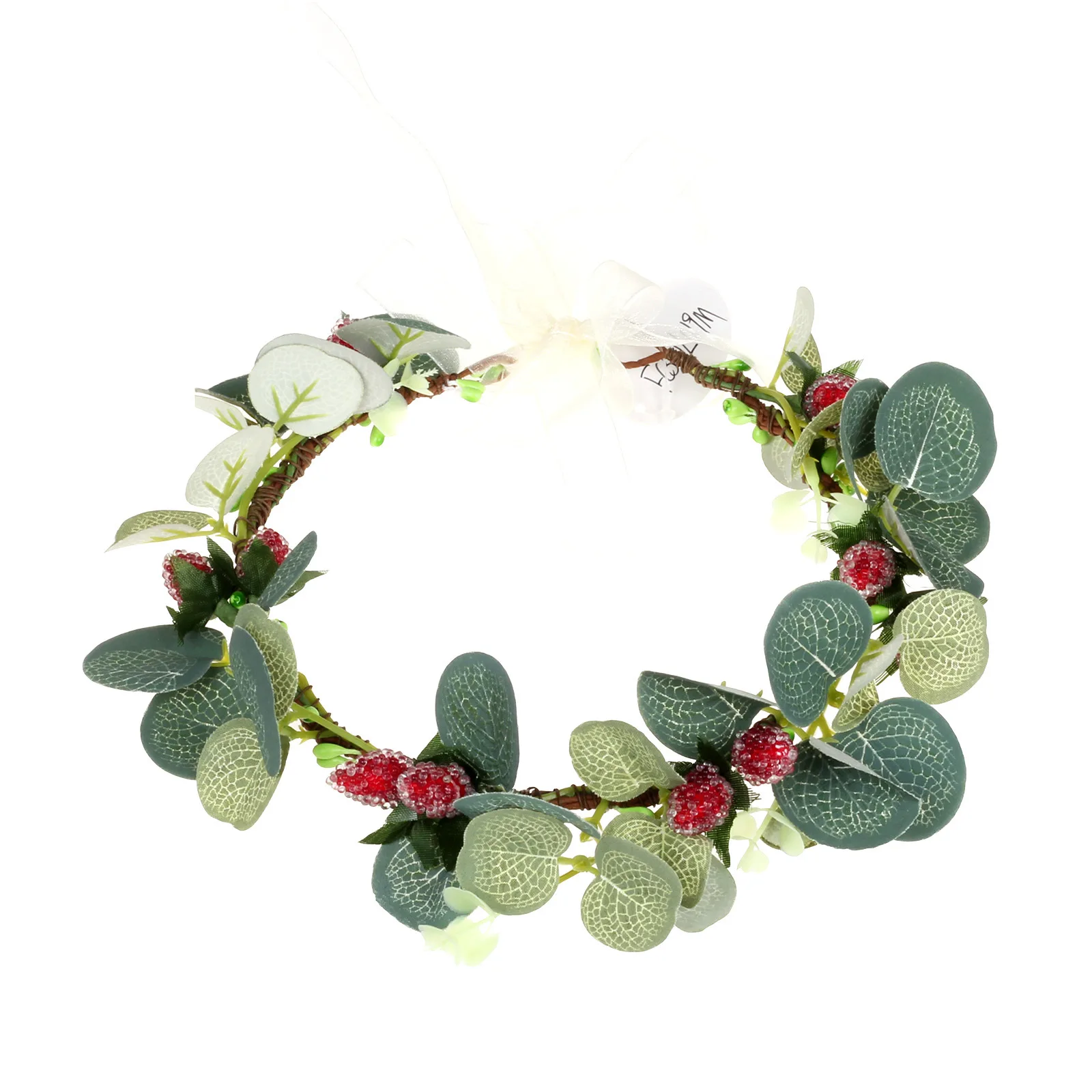 

Manual Strawberry Flower Crown Lady Plastic Leaves Bohemian Beach Head Wreath for Women Handmade Flower Crown Hairbands
