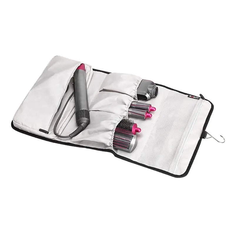 Travel Storage Bag for Hair Styler Accessories Holder Multiple Pouches with Hook Hanger Curler Protective Case Portable Home Use