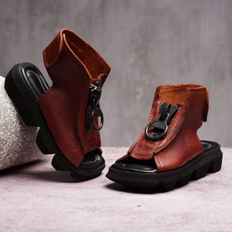 

Women's shoes 2020 spring summer new leather retro casual fashion wild sandals women's thick non-slip single shoes women's