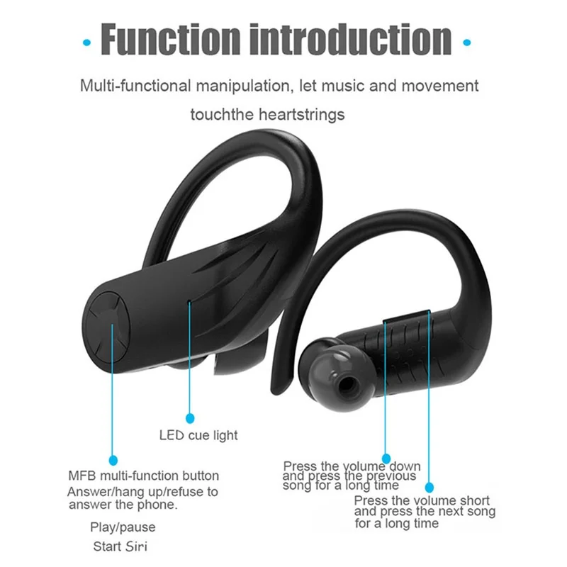 B1 Спортивная Bluetooth гарнитура цифровой дисплей Висячие Наушники Tws 5,0 беспроводная Bluetooth гарнитура