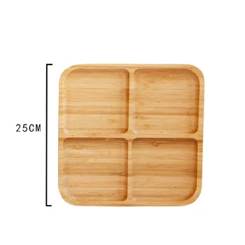 

Creative Tableware Square Bamboo Grid for Grid Refreshment Dessert Plate Fruit Plate Children's Dinner Plate Breakfast Plate