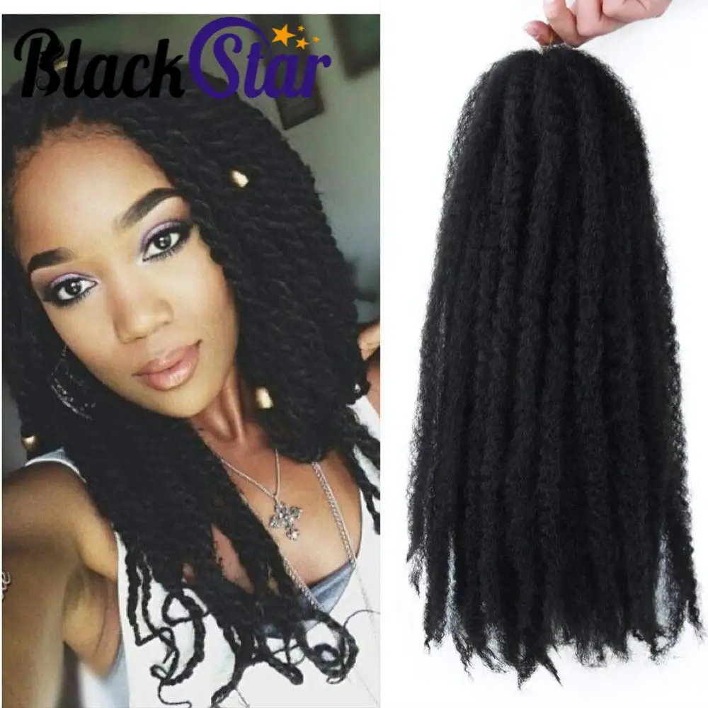 Artículo caliente Marley-extensiones de cabello trenzado Afro, sintético, rizado, Marley, 18 pulgadas, cabello torzado trenzado p3KDnWMy9